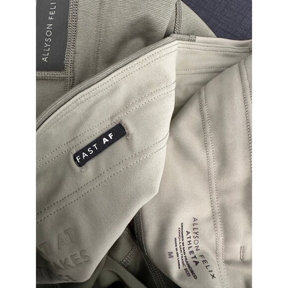 NWT Allyson Felix Athleta Medium Leggings Fast AF Olive Green $119 Compression - Picture 16 of 16